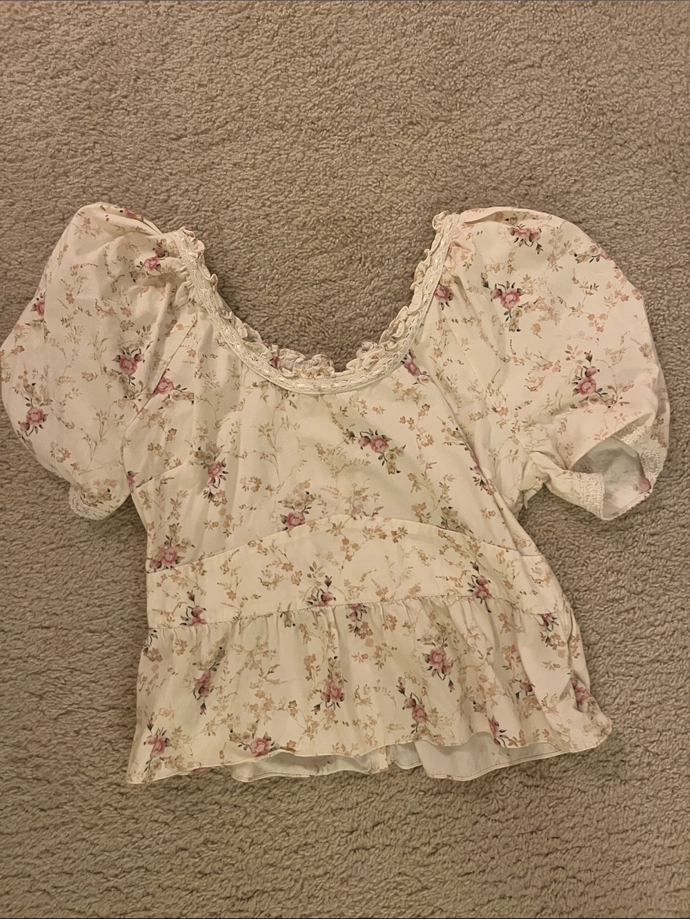 Love shack fancy Floral Puff-Sleeve top